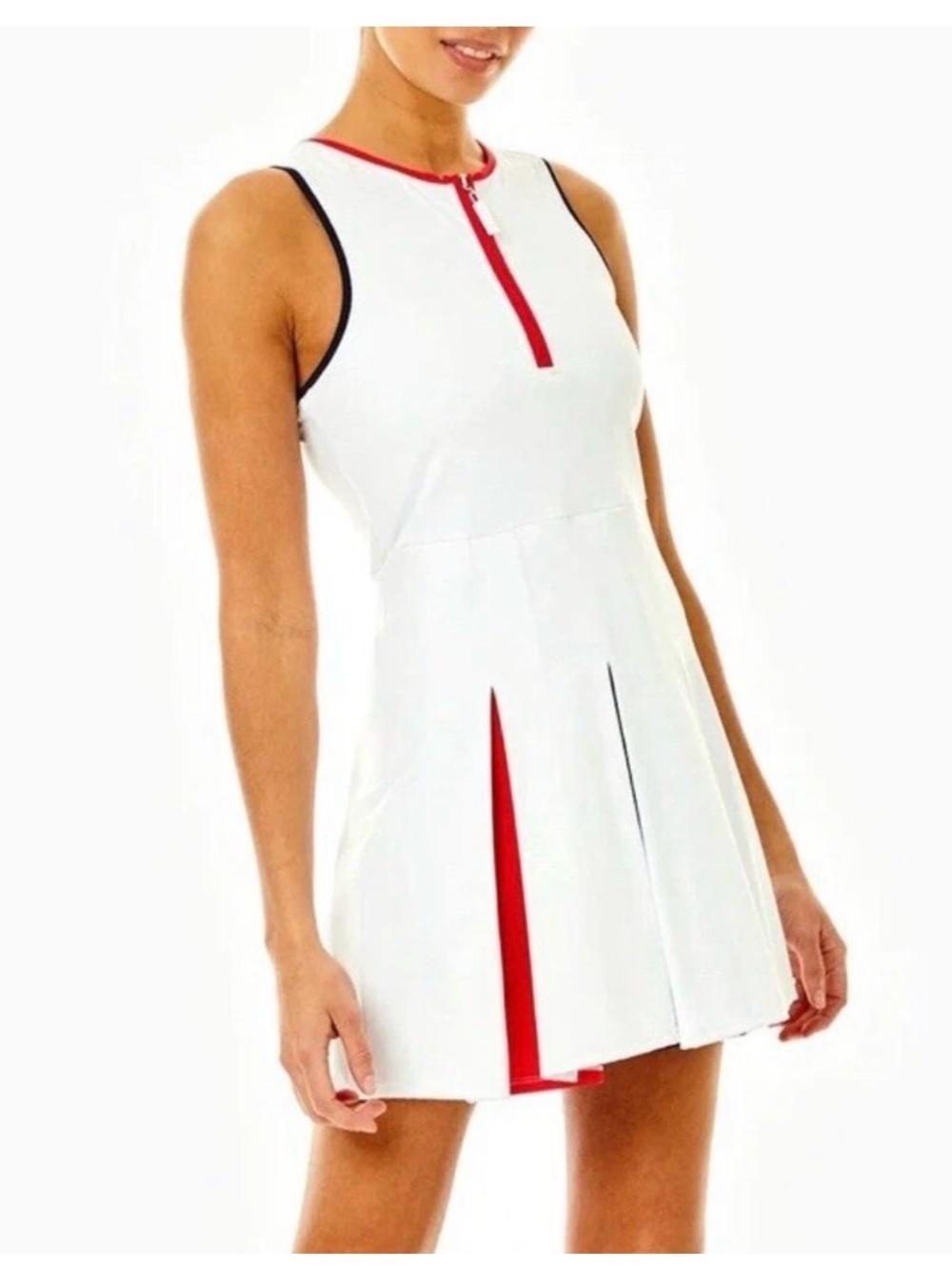 Addison Bay White Sleeveless Tennis Dress with Red Accents size L